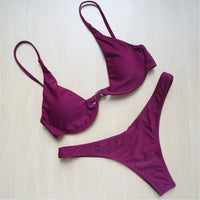 S - XL V-bar Underwired Bikini Female Swimsuit Women Swimwear Two-Piece V Shape Wire Bikini Set Bather Bathing Suit Swim V439