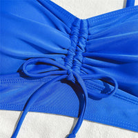 Wrinkled Knotted Shorts High Waist Bikini Female Swimsuit Women Swimwear Two-Pieces Bikini Set Bather Bathing Suit Swim V6197