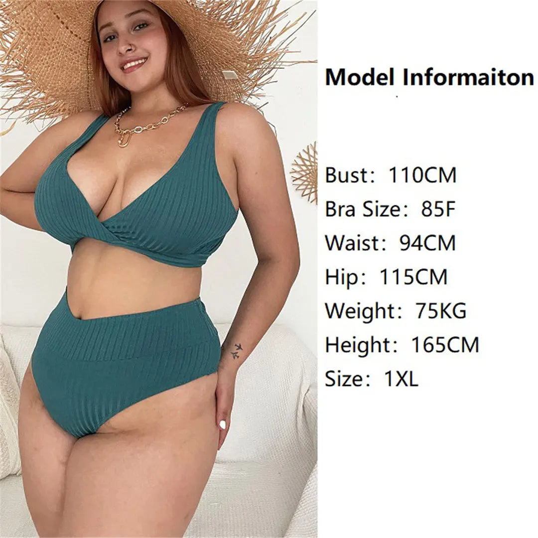0XL - 4XL New Tie Dye Bikini Large Size Swimwear Plus Size Women Swimsuit Female Two-Pieces Bikini Set Bather Bathing Suit V5948