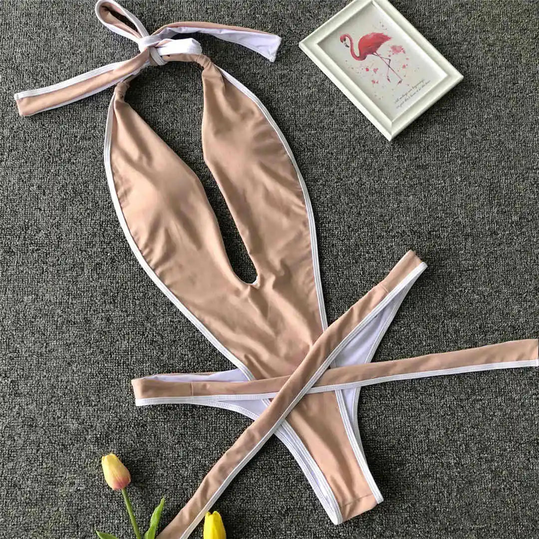 2026 Neon Green Women Swimwear High Cut Backless One Piece Swimsuit Female Bather Sexy Halter Bathing Suit Swim Monokini V1336G