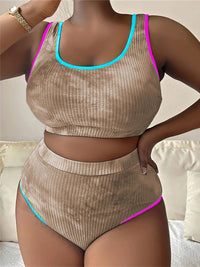 0XL - 4XL New Tie Dye Bikini Large Size Swimwear Plus Size Women Swimsuit Female Two-Pieces Bikini Set Bather Bathing Suit V5948