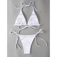 Sexy 13 Colors Halter Satin Brazilian Bikini Women Swimwear Female Swimsuit Two-Pieces Bikini Set Bather Bathing Suit Swim V4966