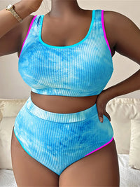0XL - 4XL New Tie Dye Bikini Large Size Swimwear Plus Size Women Swimsuit Female Two-Pieces Bikini Set Bather Bathing Suit V5948