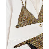 S - XL Sexy Shiny Sequins High Leg Cut Bikini Female Swimsuit Women Swimwear Two-piece Bikini set Bather Bathing Suit Swim V3862