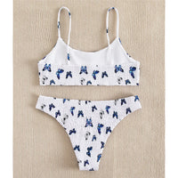 Sexy Wrinkled Butterfly Printed Bikini Female Swimsuit Women Swimwear Two-Pieces Bikini Set Bather Bathing Suit Swim Lady V713