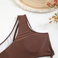 Cut Out Asymmetric One Shoulder One Piece Swimsuit Women Swimwear Female Monokini High Leg Cut Bather Bathing Suit Swim V6254