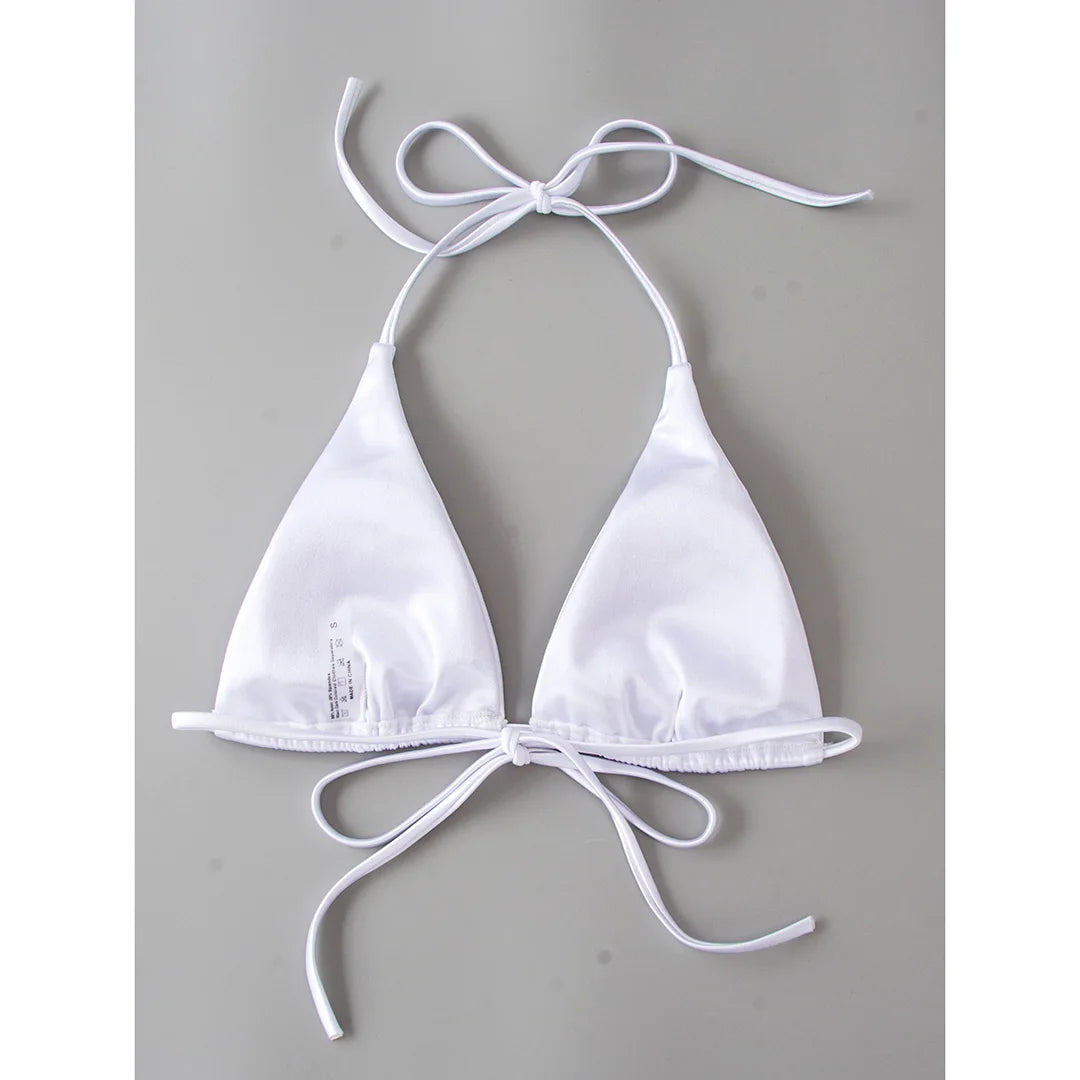 Sexy 13 Colors Halter Satin Brazilian Bikini Women Swimwear Female Swimsuit Two-Pieces Bikini Set Bather Bathing Suit Swim V4966