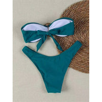 7 Colors Bandeau Metal Ring Brazilian Bikini Female Swimsuit Women Swimwear Two-Pieces Bikini Set Bather Bathing Suit Swim V6516