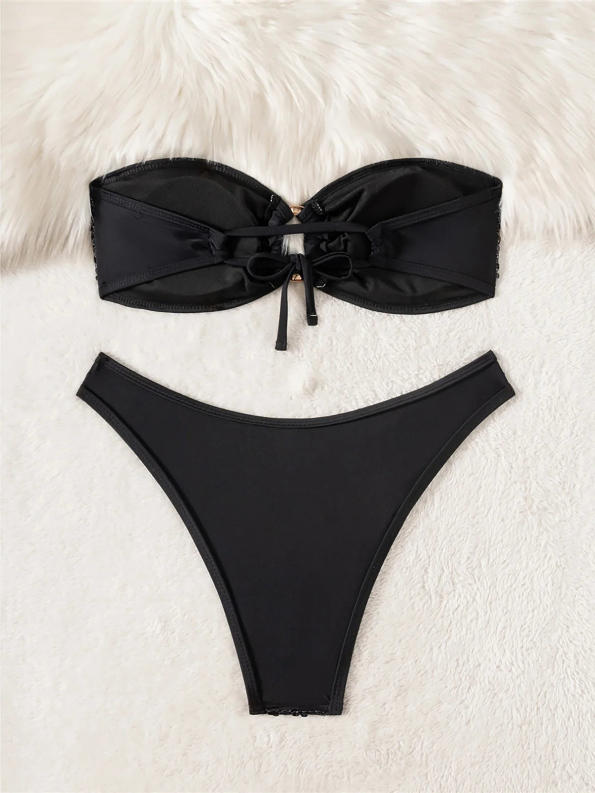 5 Colors Sequins Shiny Bling Women Swimwear Bandeau Bikini Female Swimsuit Two-Pieces Bikini Set Bather Bathing Suit Swim V7311