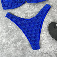 Wrinkled Bandeau High Cut Bikini Women Swimwear Female Swimsuit Two-Pieces Bikini Set Strapless Bather Bathing Suit Swim V3367