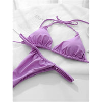 Sexy Wrinkled High Cut Thong Bikini Women Swimwear Female Swimsuit Two-Pieces Bikini Set Bather Bathing Suit Swim Lady V4010C