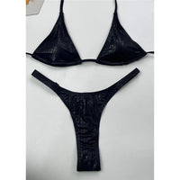 Diamond Rhinestones Mini Thong Halter Bikini Female Swimsuit Women Swimwear Two-Pieces Bikini Set Bather Bathing Suit Swim V6872