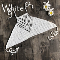 6 Colors Crochet Knitted Halter Bikini Top Female Swimsuit Women Swimwear Bather Bathing Suit Swim Hollow Out Beach Top V4192