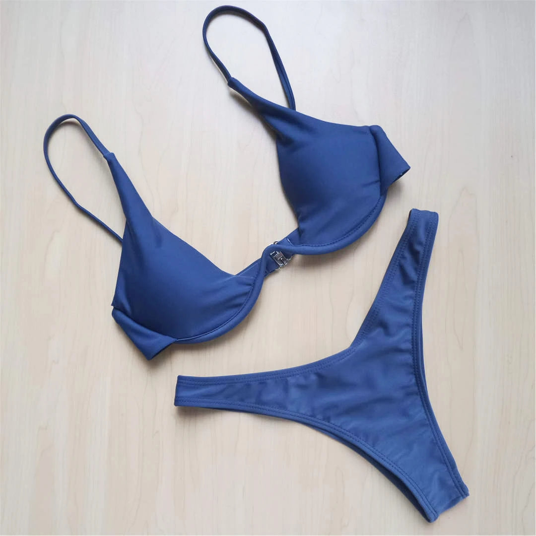 S - XL V-bar Underwired Bikini Female Swimsuit Women Swimwear Two-Piece V Shape Wire Bikini Set Bather Bathing Suit Swim V439