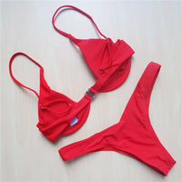 S - XL V-bar Underwired Bikini Female Swimsuit Women Swimwear Two-Piece V Shape Wire Bikini Set Bather Bathing Suit Swim V439