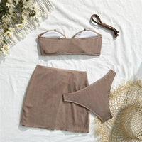 With Skirt High Leg Cut Brazilian Bikini Women Swimwear Female Swimsuit Three-pieces Bikini set Bather Bathing Suit Swim V6741
