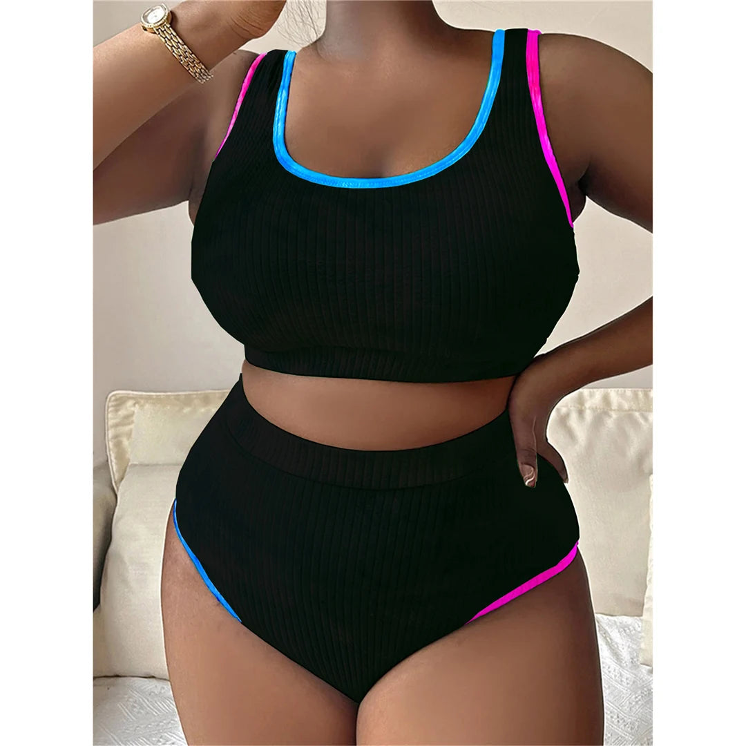 0XL - 4XL New Tie Dye Bikini Large Size Swimwear Plus Size Women Swimsuit Female Two-Pieces Bikini Set Bather Bathing Suit V5948
