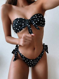 Sexy Leopard Polka Dot Knotted Brazilian Bikini Women Swimwear Female Swimsuit Two-Pieces Bikini Set Bather Bathing Suit V643