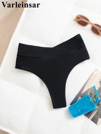 S - XL High Waist High Leg Cut Bikini Bottom Swim Brief Women Swimwear Female Bather Brazilian Tanga Panties Underwear V7095