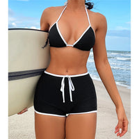 New Sexy Splicing Halter Bikini Female Swimsuit Women Swimwear Two-Pieces Bikini Set Beach Shorts Bather Bathing Suit Swim V5226