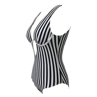 S - XL V shape Wire Striped Women Swimwear One Piece Swimsuit  Female V-bar Underwired Bather Bathing Suit Swim Monokini V472SW