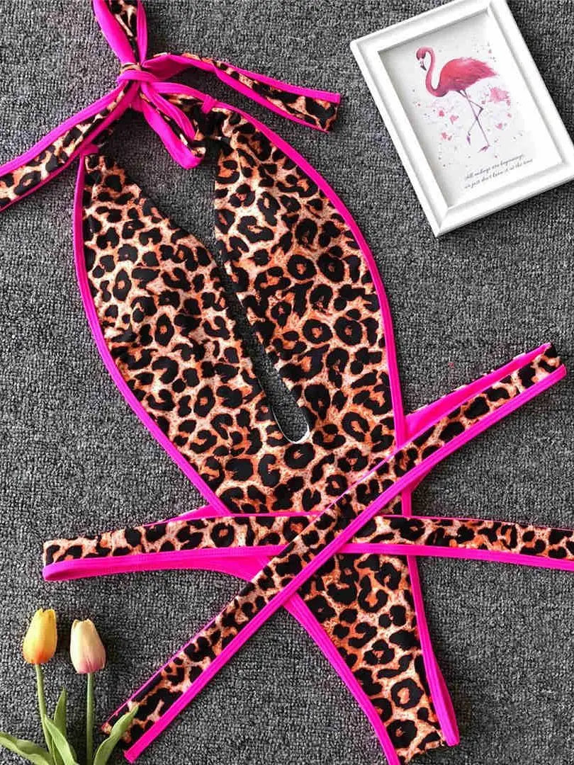 2026 Neon Green Women Swimwear High Cut Backless One Piece Swimsuit Female Bather Sexy Halter Bathing Suit Swim Monokini V1336G