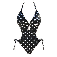 S - XL Polka Dots Halter High Leg Cut One Piece Swimsuit Women Swimwear Female Backless Monokini Bather Bathing Suit Swim V7539