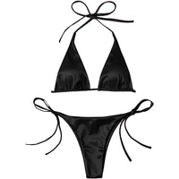 Sexy 13 Colors Halter Satin Brazilian Bikini Women Swimwear Female Swimsuit Two-Pieces Bikini Set Bather Bathing Suit Swim V4966