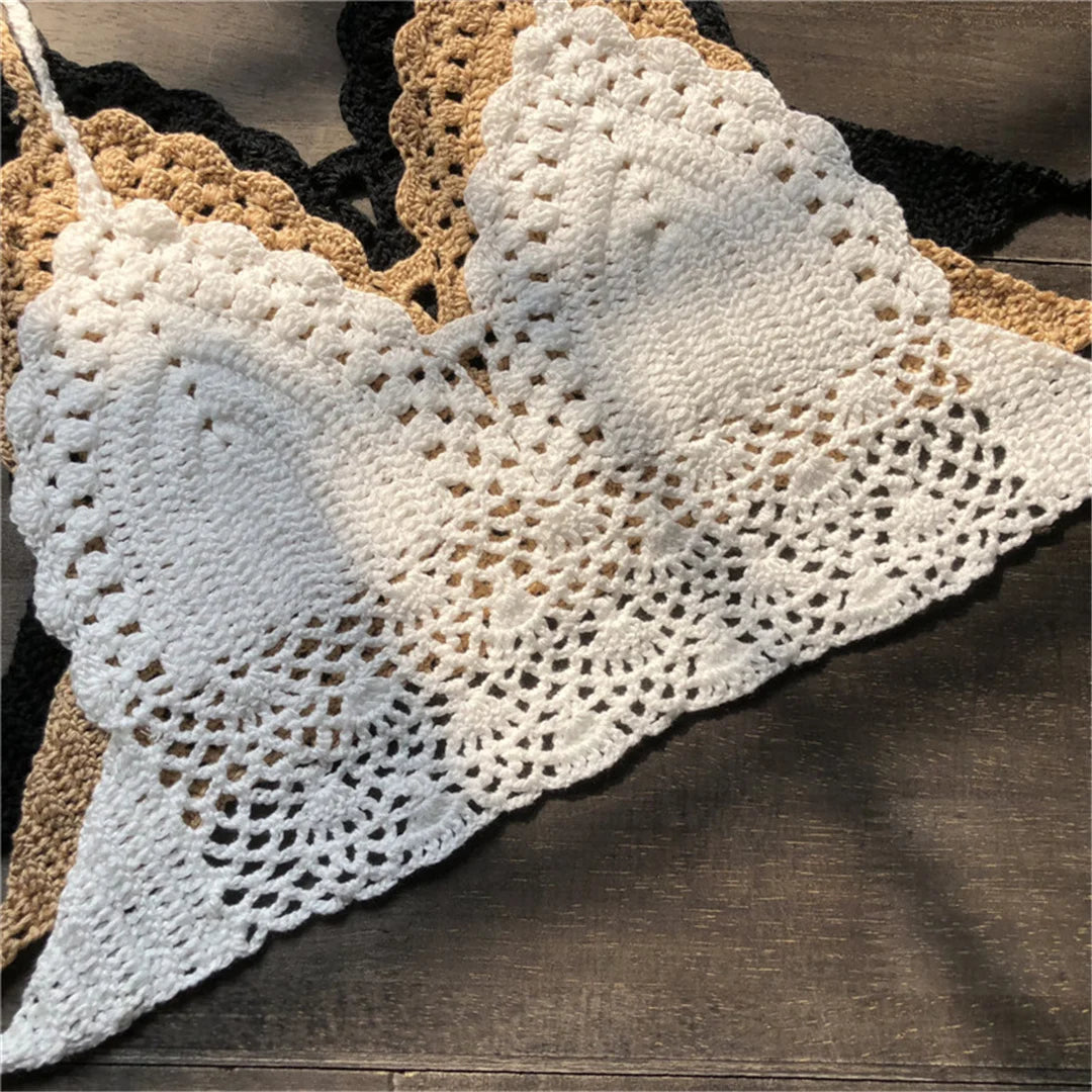 S - XL 9 Colors Crochet Knitted Bikini Top Female Swimsuit Women Swimwear Bather Bathing Suit Swim Hollow Out Beach Top V4193
