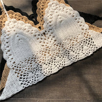 S - XL 9 Colors Crochet Knitted Bikini Top Female Swimsuit Women Swimwear Bather Bathing Suit Swim Hollow Out Beach Top V4193