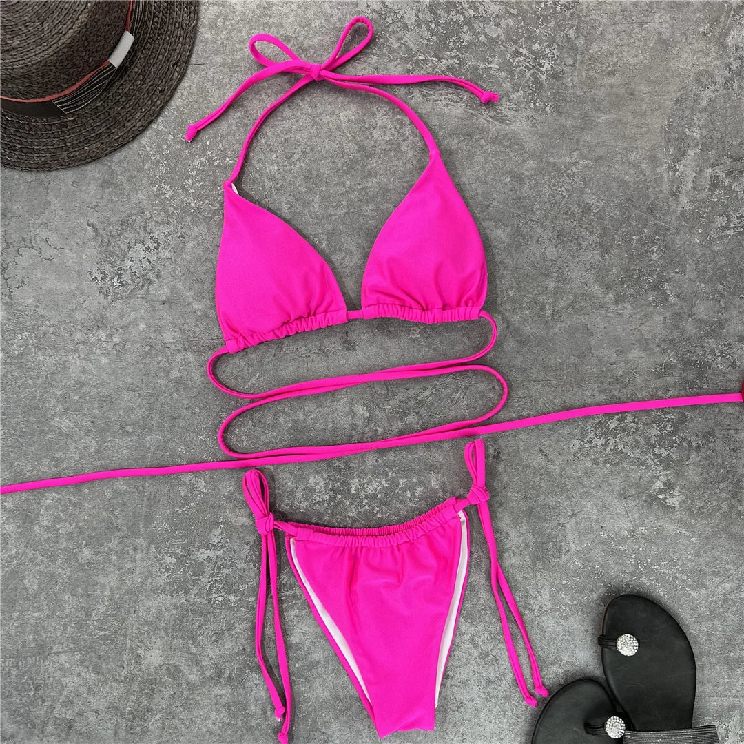 2026 New Wrap Arround Mini Bikini Female Swimwear Women Swimsuit Two-Pieces Bikini Set Brazilian Bather Bathing Suit Swim V1229H