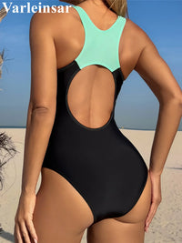 2026 New Splicing Backless Cut Out Women Swimwear One Piece Swimsuit Female High Cut Leg Padded Bather Bathing Suit Swim V7253