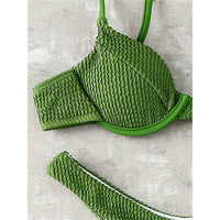 New Ribbed Underwired High Cut Bikini Swimsuit Female Swimwear Women Two-Pieces Bikini Set Thong Bather Bathing Suit Swim V2697B
