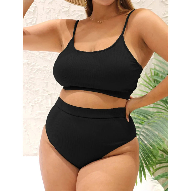 Maillot de bain deux pièces noir V3774B — Vue de face portée